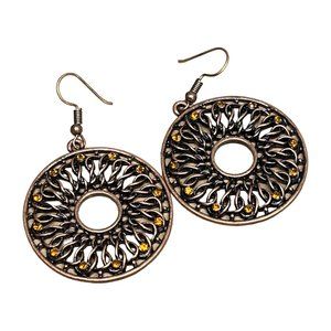 Coppertone and amber crystal circular earrings
